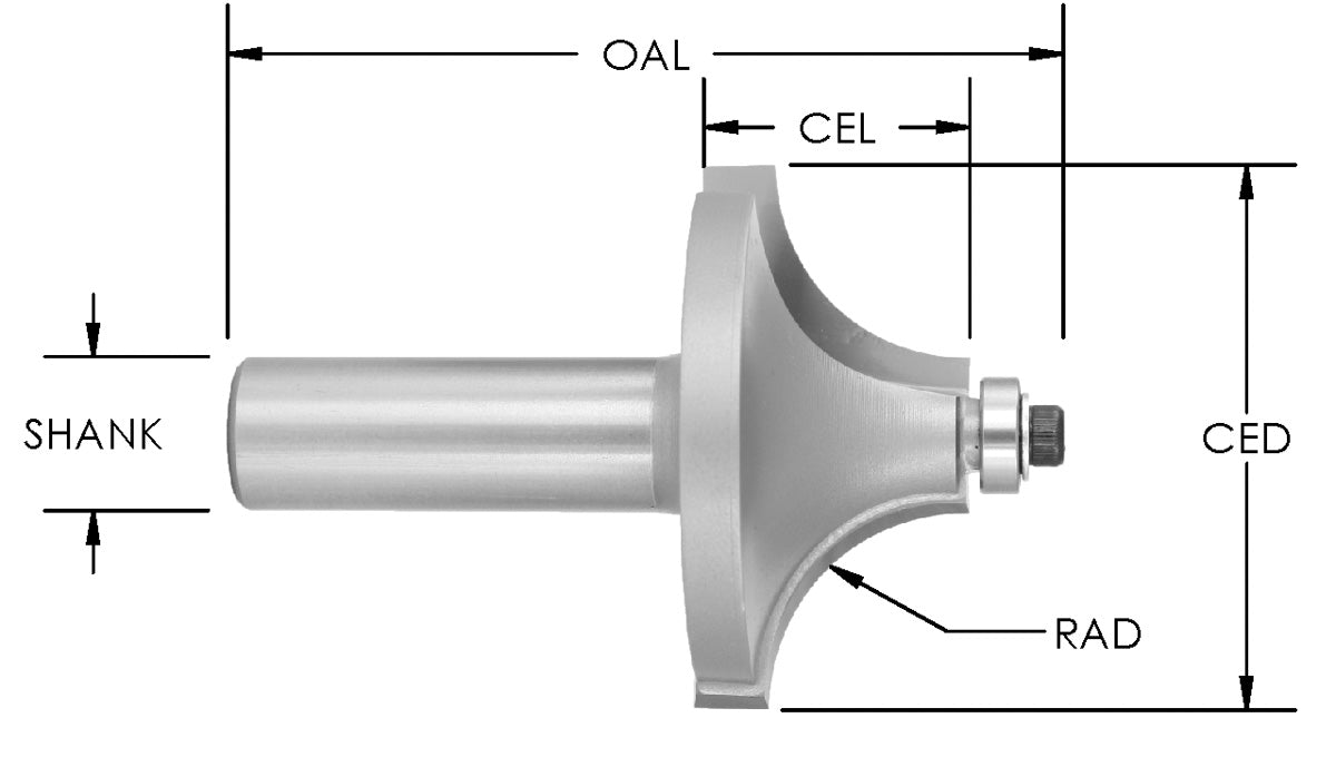 C/T Bead Bit  3/4" Rad x 2 CD x 1/2" Shk