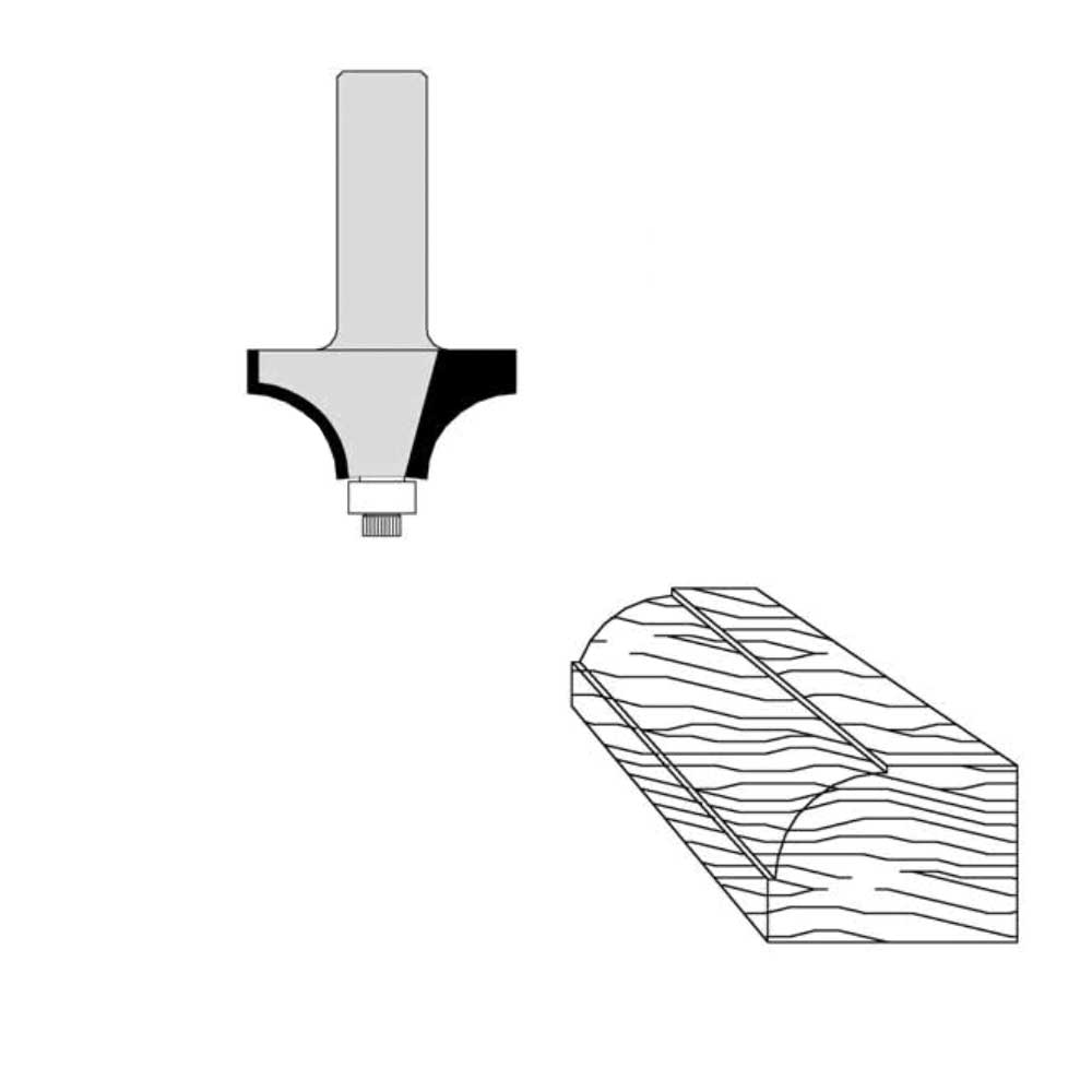 1/16" Radius 5/8" Cutting Diameter 1/4" Shank Diameter 5/16" Cutting Length