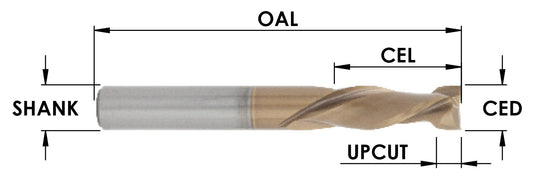 SC MOAB-PLUS COATED 2+2 COMPRESSION BIT ( HD MAX  LIFE) : 1/2 CD X 1-5/8  CL X 1/2SHK X 3-1/2 OAL : 5/8 UPCUT