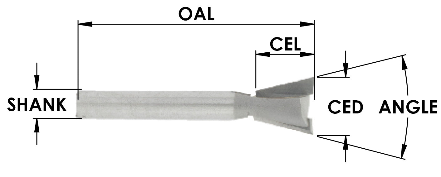 C/T Dove 14 Deg x 3/8 CD x3/8 CL x1/4 Sk x 2 OAL