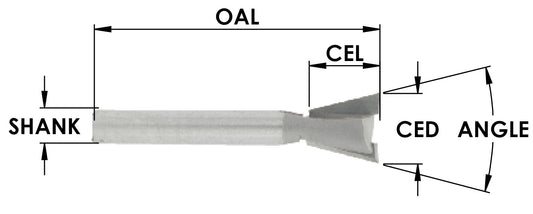 C/T Dove 9 Deg x 3/8 CD x 3/8 CL x  1/4 Shk