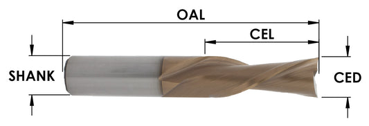 SC MOAB-PLUS  COATED 2FL DOWNCUT SPIRAL ( MD EXTENDED LIFE) : 1/2 CD X 1-5/8CL X 1/2 SHK X 3-1/2 OAL