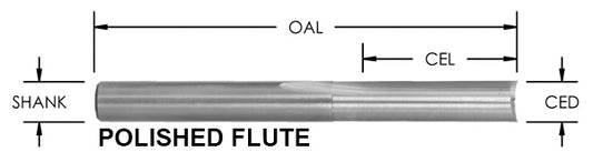 O FL 5/32 CD X 1/2 CL X 1/4 SHK X 2-1/2  OAL, 2 FL