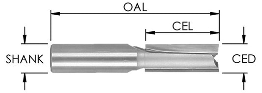 C/T 2 FL Str bit, 5/8" CED x 1/4"CEL x 2 OAL