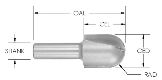 C/T RNose 1 3/4" Rad x 2 1/4" CD x 5/8 CL x 2 1/2