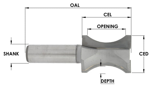 C/T Oval Edge Bit 1/2" Bead Opening