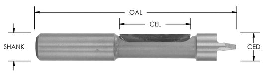 C/T 1/2 " Panel Pilot Bit 2" CL x 1/2 Shk x 1 FL x 4-3/4