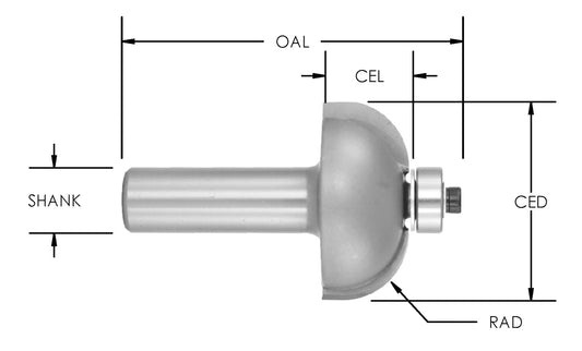 C/T Cove Bit 1" Rad x 2 1/2 CD x 1 1/4 CL