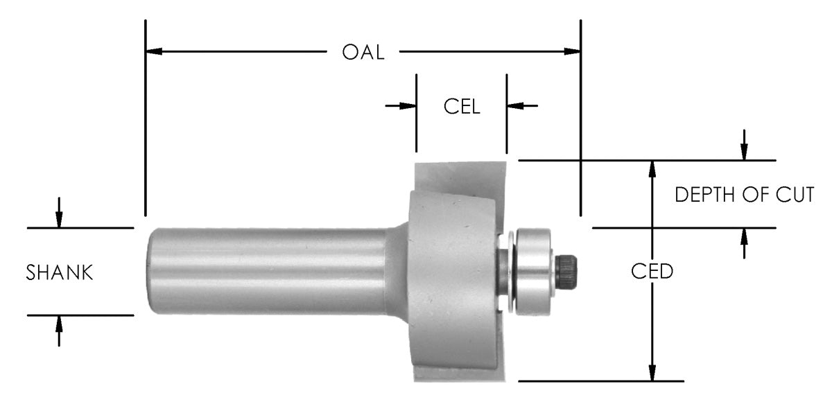 C/T Rabbet Bit 2" CD x 1" CL x 1/2 Shk x 2-7/8 OAL