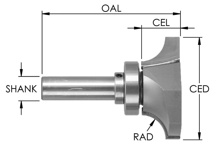 C/T SS Rd Under x1 1/2"Material x 3/4 Rad x1/2 sh