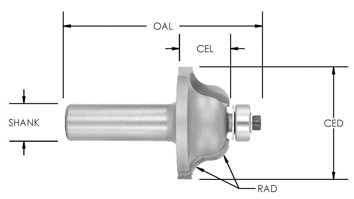 C/T Roman Ogee x 3/8 Rad x 2 CD x 1 CL-1/2 Shk