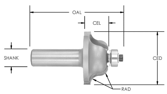 C/T Roman Ogee x 3/8 Rad x 2 CD x 1 CL-1/2 Shk