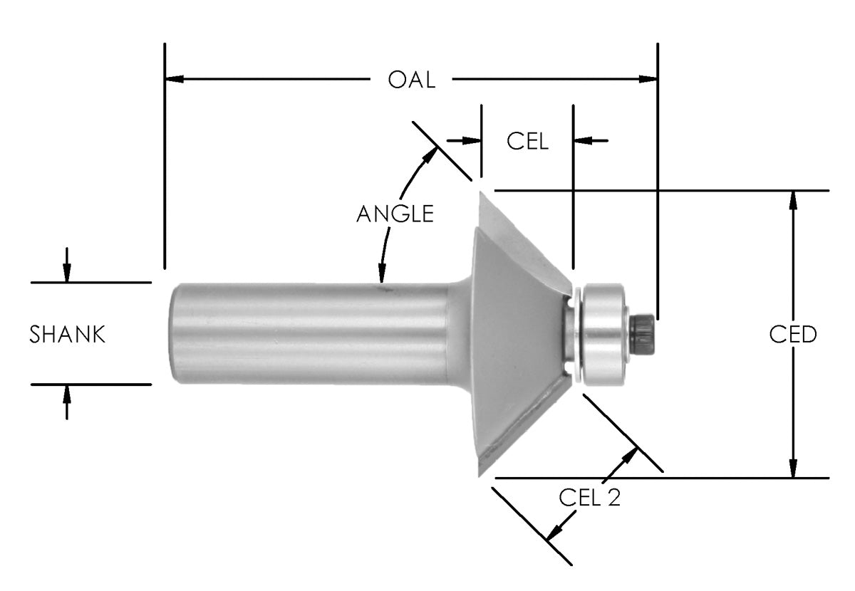 C/T 45 Deg Cham Bit x 1 1/16 Height x 1/2" Shk