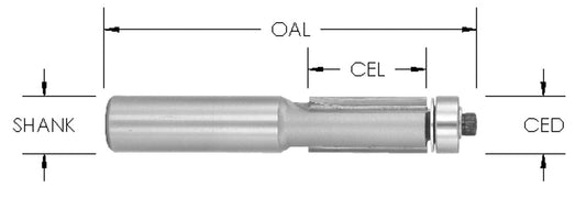 C/T F/T 3/8"CD x 1" CL x 3-1/8" OAL x 1/2 Sh x 2FL