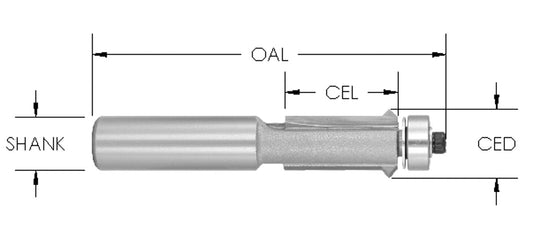 C/T Flush Trim  V-Gr 1/2  CD x 1" CL x 1/2" Shk