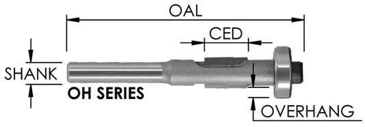 C/T Overhang Bit 1/8 O hang x 3/8  CD x 1/4" Shk