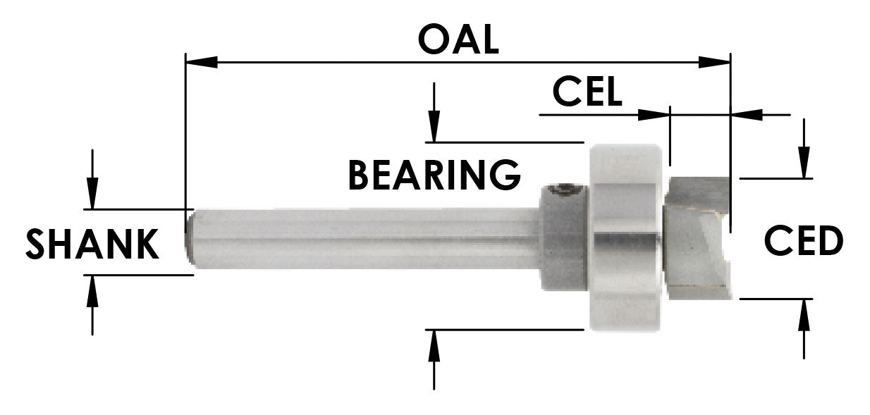 Temp Bit, 9/16" dia x 3/4" CEL x 1/4" Shk x 5/8 Bearing