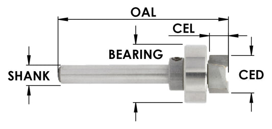 Temp Bit, 5/16" dia x 3/4" CEL x 1/4" Shk x 1/2 Bearing