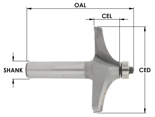 C/T Classical Pattern  1 3/16 CD x 9/16 CL x 1/2 SHK x 1/4 RAD