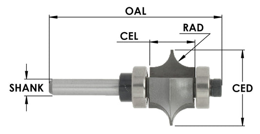 C/T Full Bead 1/8 Rad x 7/8 CD x 3/8 CL