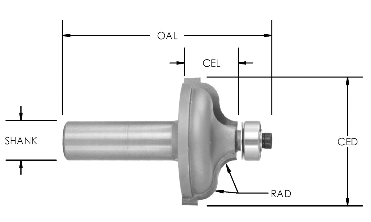 C/T Ogee Fillet 3/16 Rad x 1 3/8 CD-9/16 CL