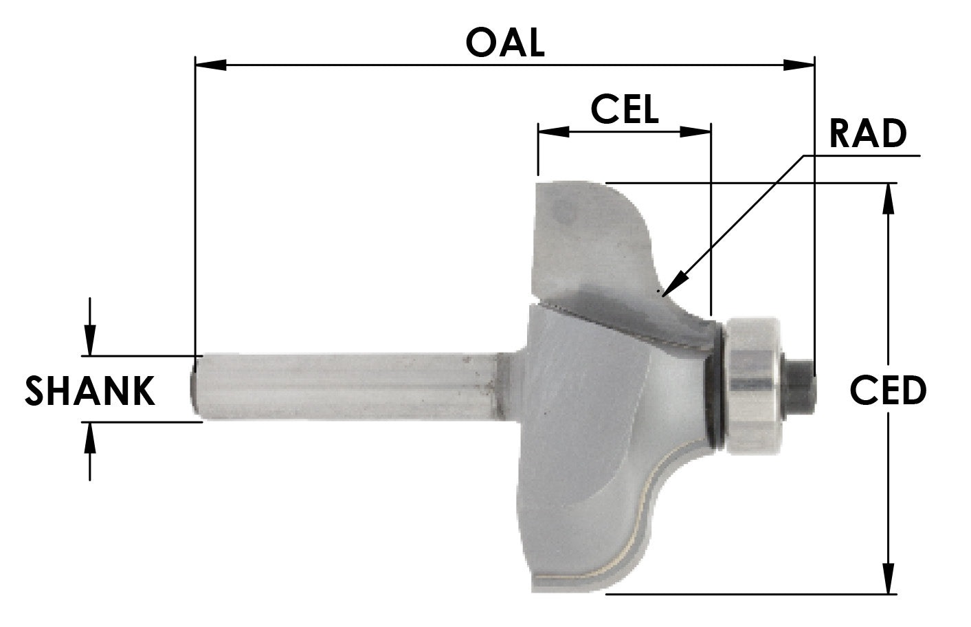 C/T Ogee 1/4 Rad x 1 1/2 CD x 11/16 CL- 1/2 Sh