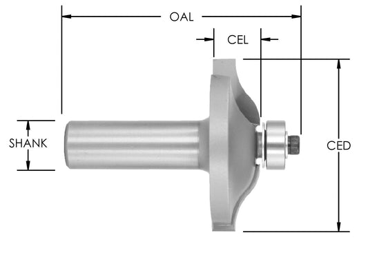 C/T ELLIPSE OGEE 1 3/4 CD X 1/2 CL X 1/2 SK