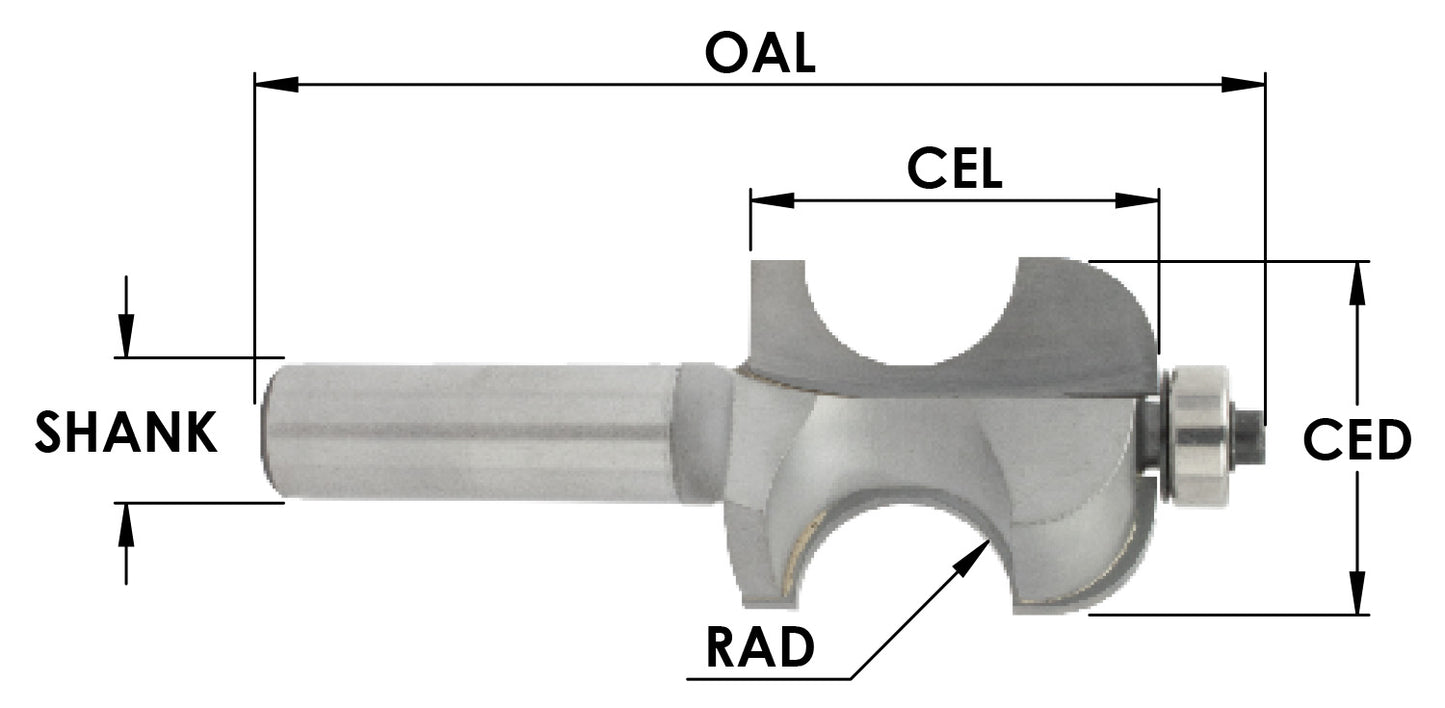 Bead and Cove  3/8" Rad x 1-1/4" CED