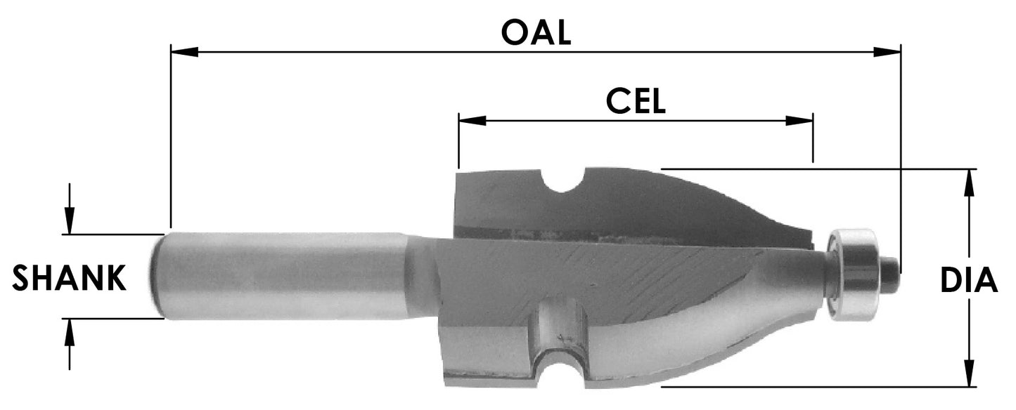 C/T Handrail   1/4" Bead Dia x 1 1/4 Lg Dia