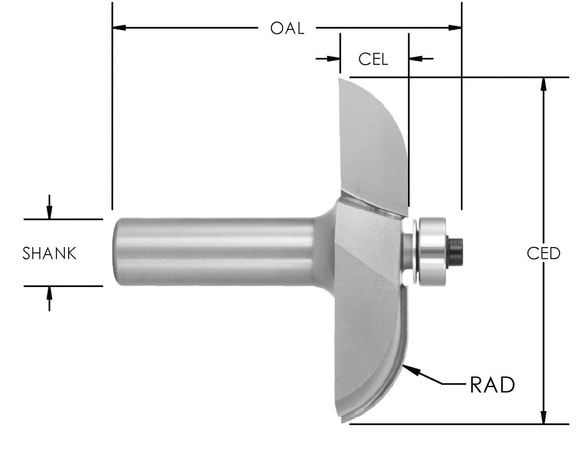 C/T Straight Raised Panel 2 W x 1/2 Sh x 2-1/2 Dia