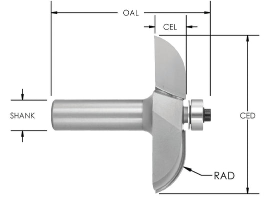 C/T Ogee Raised Panel 2 W x 1/2 Sh x 2-1/2 Dia