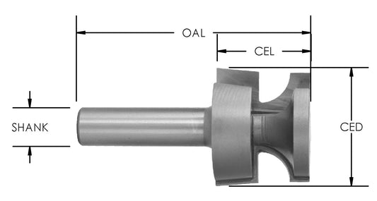 C/T Recessed Door Edge Bit x 1 1/2 CD x 1/2 Shk