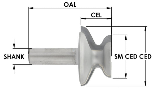 C/T European Door Edge Bit x 1 3/4" LD x 1/2 Shk