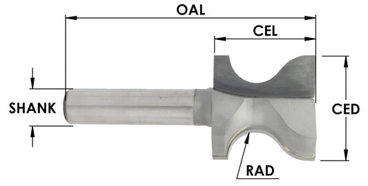 C/T Window Sill Bit  x 3/8 Rad x 1 7/16 CD