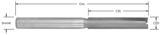 C/T Door Bit x1/2"CDx 2 1/4"CL x1/2"Sh x5-1/2"w/FL