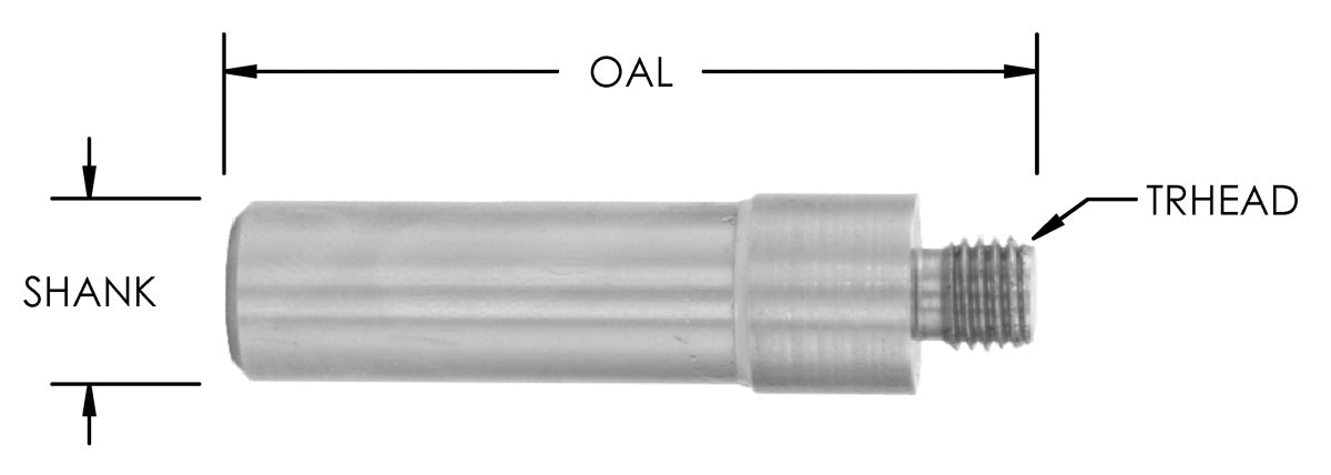 1/2" SHK Arbor for Screw-On(5/16-24 thd)-1-3/4 OAL