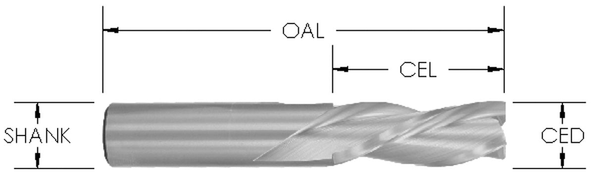 SC 3 FL DOWNCUT SPIRAL 3/4 CD X 3-1/2 CL  X 3/4 SHK 6 OAL