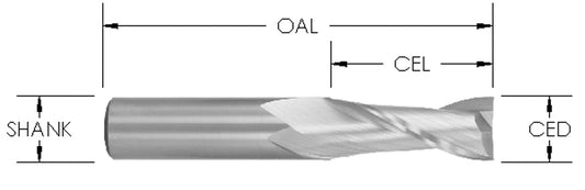 3/16 CD X 3/4 CL X 1/4 SHK x 2"OAL x SC Upcut