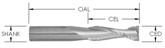 1/2 CD CB X 2 CL X 1/2 Shk X 4 OAL Upcut Spiral