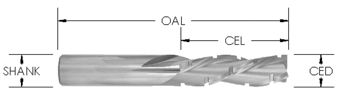 CB DOWN 3/4 CD X 3 CL X 3/4 Shk X 6 OAL X 3 FL