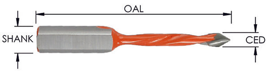 9.52 (3/8) MM V-Pt Bor BIT-70 MM OAL- LH