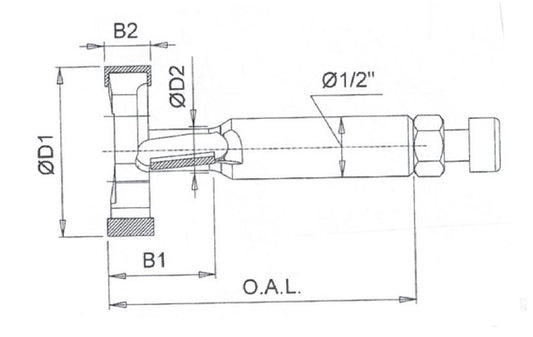 2+1 Diamond Tip T-Slot Lg Dia 1-3/8 x Sm D 3/8  RH